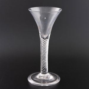 Georgian Wine Glass Air Twist Stem Folded Foot c1750