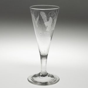 Tall Georgian Ale Glass Engraved Hops and Barley c1780