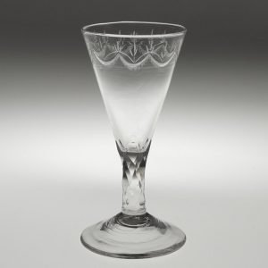 Engraved Georgian Gin Glass With Facet Cut Stem c1780