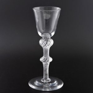 18th Century Double Knop Air Twist Wine Glass c1750