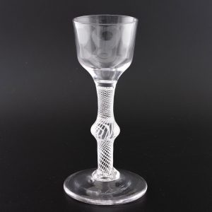 Knopped Multi Spiral Opaque Twist Stem Georgian Wine Glass c1760