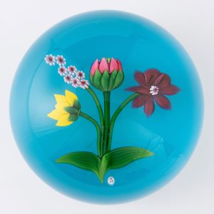 Baccarat Paperweight Lampwork Flower Bouquet 1988