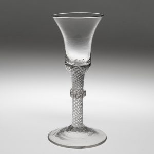 Georgian Wine Glass with Air Twist Stem Vermicular Collar c1750