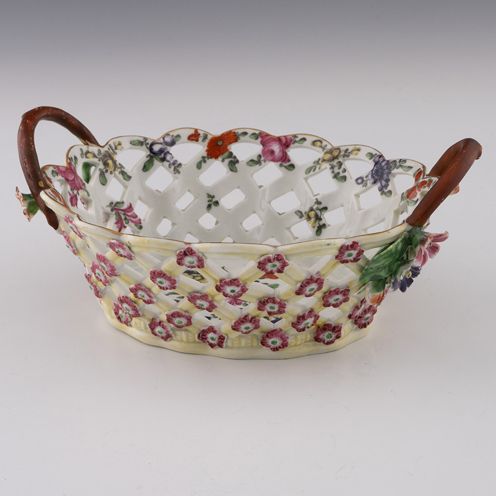 First Period Worcester Porcelain Basket c1770