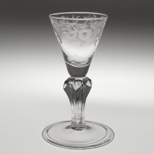 Continental Antique Gin Glass with Engraving c1760