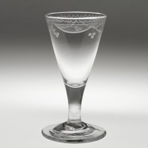 Georgian Gin Glass with Engraving and Plain Stem c1780