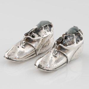 Novelty Silver Pin Cushions in the Form of Shoes 1912