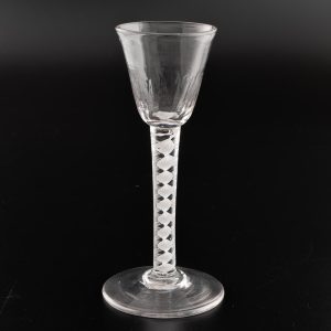 Petal Moulded Georgian Wine Glass with Opaque Twist Stem c1760