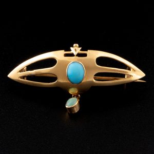 9ct Gold Brooch with Turquoise 1900