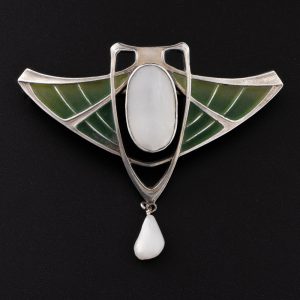 Heinrich Levinger Brooch - Silver and Plique a Jour c1900