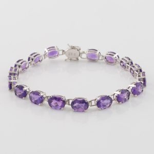 14 Carat White Gold and Amethyst Bracelet