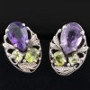 Silver Amethyst Peridot Earings