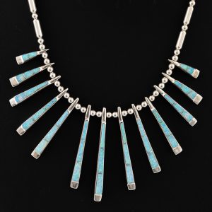 Silver and Synthetic Opal Necklace
