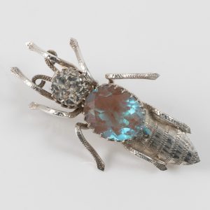 Victorian Brooch - Silver Saphiret and Paste 1894
