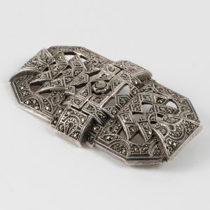 Art Deco Silver and Marcasite Brooch c1930