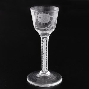 Jacobite Wine Glass with Opaque Twist Stem c1760 Engraver G