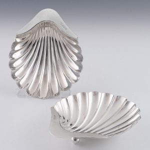 Pair of Silver Butter Dishes of Shell Form Sheffield 1908