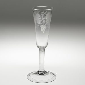 Engraved Georgian Ale Glass with Folded Foot c1745