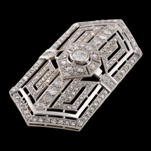 Large Diamond Brooch - French Art Deco c1935