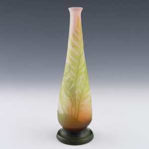 Emile Galle Cameo Glass Vase Depicting Ferns c1910