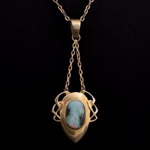 Archibald Knox Jewellery for Liberty Gold and Opal Pendant
