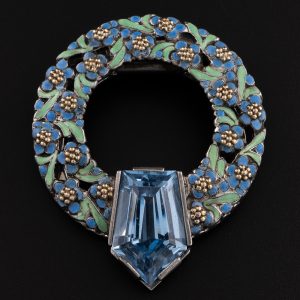 Bernard Instone Silver and Paste Dress Clip c1930