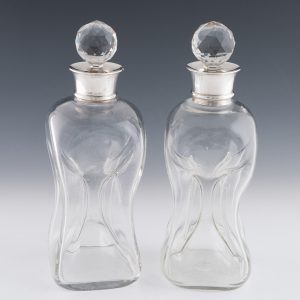 Pair of Asprey Decanters - Scrooge with Silver Collar 1903