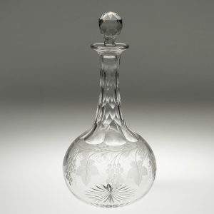 Victorian Glass Decanter Engraved Shaft and Globe c1880