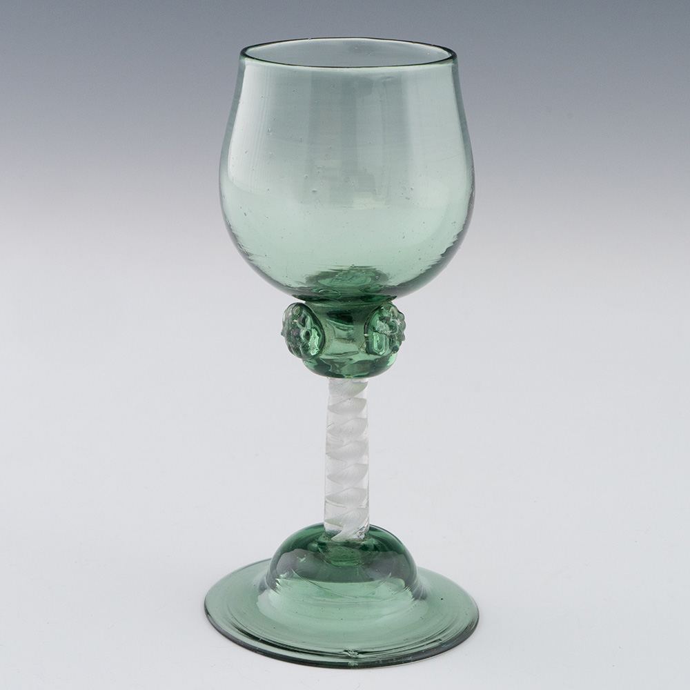 Green Opaque Twist Georgian Wine Glass c1765