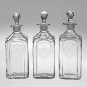 Three Regency Spirit Decanter Bottles c1820