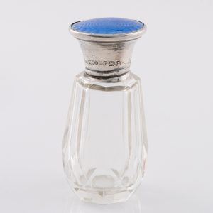 Silver and Guilloche Enamel Topped Scent Bottle 1923