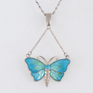 Charles Horner Silver and Enamel Butterfly Pendant 1925