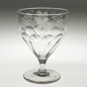 Engraved Georgian Rummer Glass with Petal Moulding c1790