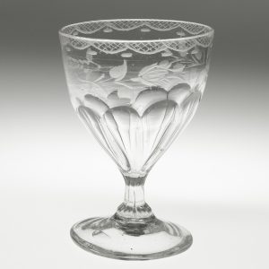 Engraved Georgian Rummer Glass with Petal Moulding c1790