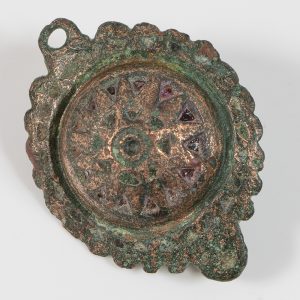 Roman Bronze Umbonate Brooch with Red Enamelling 2nd Century