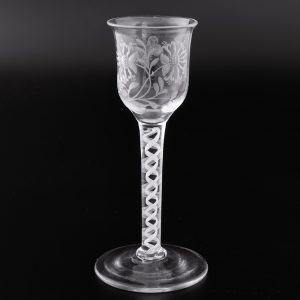 Georgian Wine Glass with Acrostic Jacobite Engraving c1760