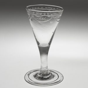 Georgian Gin Glass with Engraving c1745