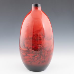Large Royal Doulton Flambe Vase with Rural Scenes