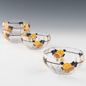 Set of Four Marcel Goupy Enamelled Glass Bowls c1930