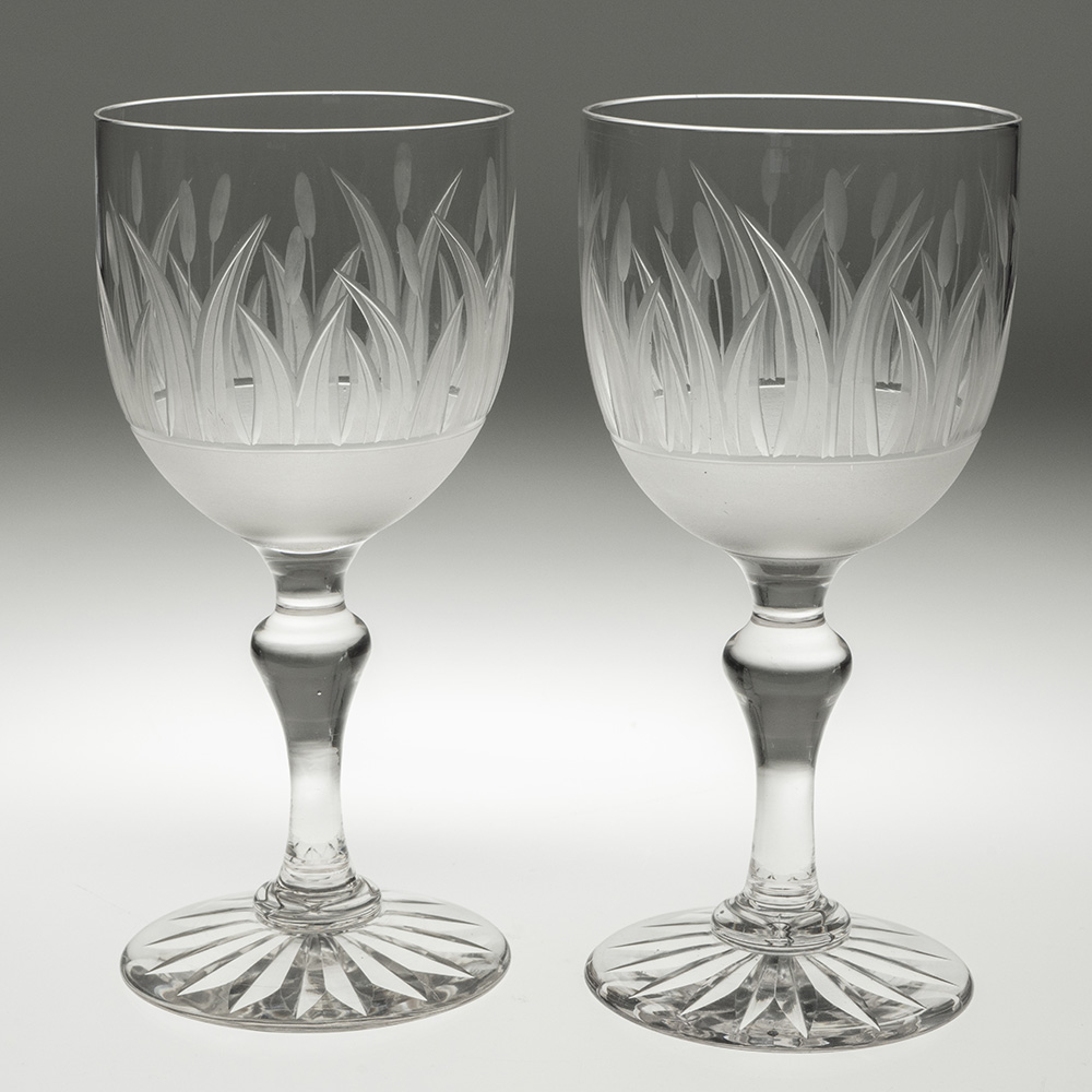 Richardson and Sons Acid Etched Wine Glasses c1875