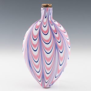Large Victorian Nailsea Glass Polychrome Flask c1855