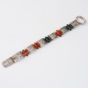 Scottish Silver Specimen Agate Panel Bracelet c1880