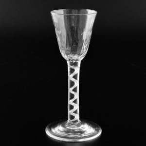 Georgian Wine Glass with Air Twist Stem and Petal Moulding
