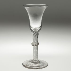 Georgian Wine Glass - Air Twist Stem Vermicular Collar c1750