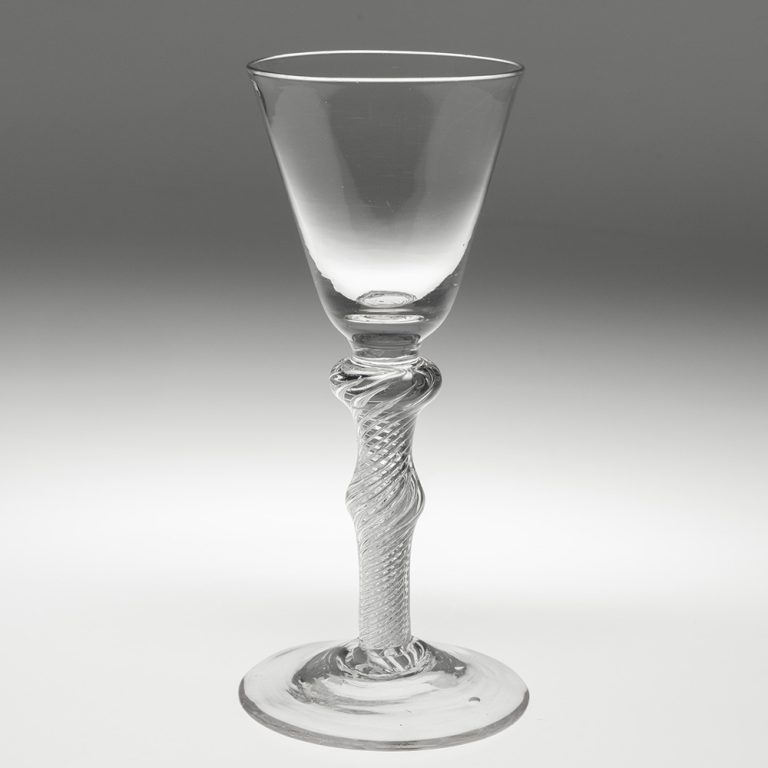 Georgian Wine Glass with Double Knop Air Twist Stem c1750
