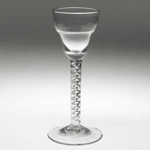 Georgian Wine Glass with Pan Top Bowl and Mercury Twist Stem