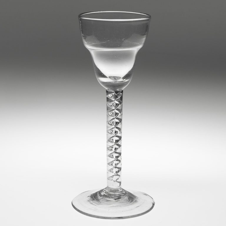 Georgian Wine Glass with Pan Top Bowl and Mercury Twist Stem