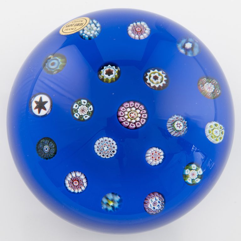 Saint Louis Paperweight Millefiori on Blue Ground 1976