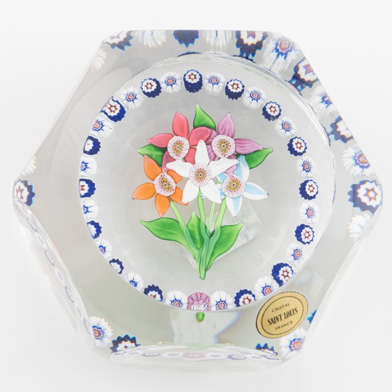 Saint Louis Paperweight Lampwork Flowers and Millefiori 1977