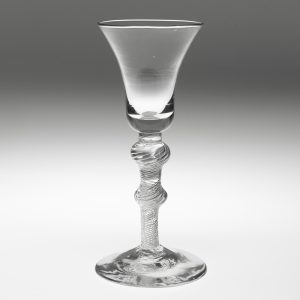 Double Knop Georgian Wine Glass Air Twist Stem c1750